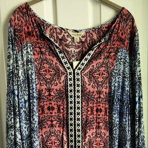 NEW Lucky Brand BoHo Multi Color Red Blue SoftTunic